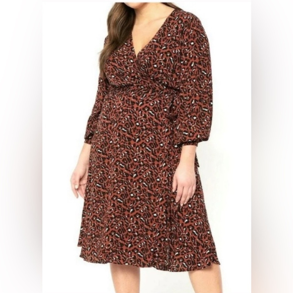 Eloquii Elements Cheetah Print Wrap Dress – Size 22/24